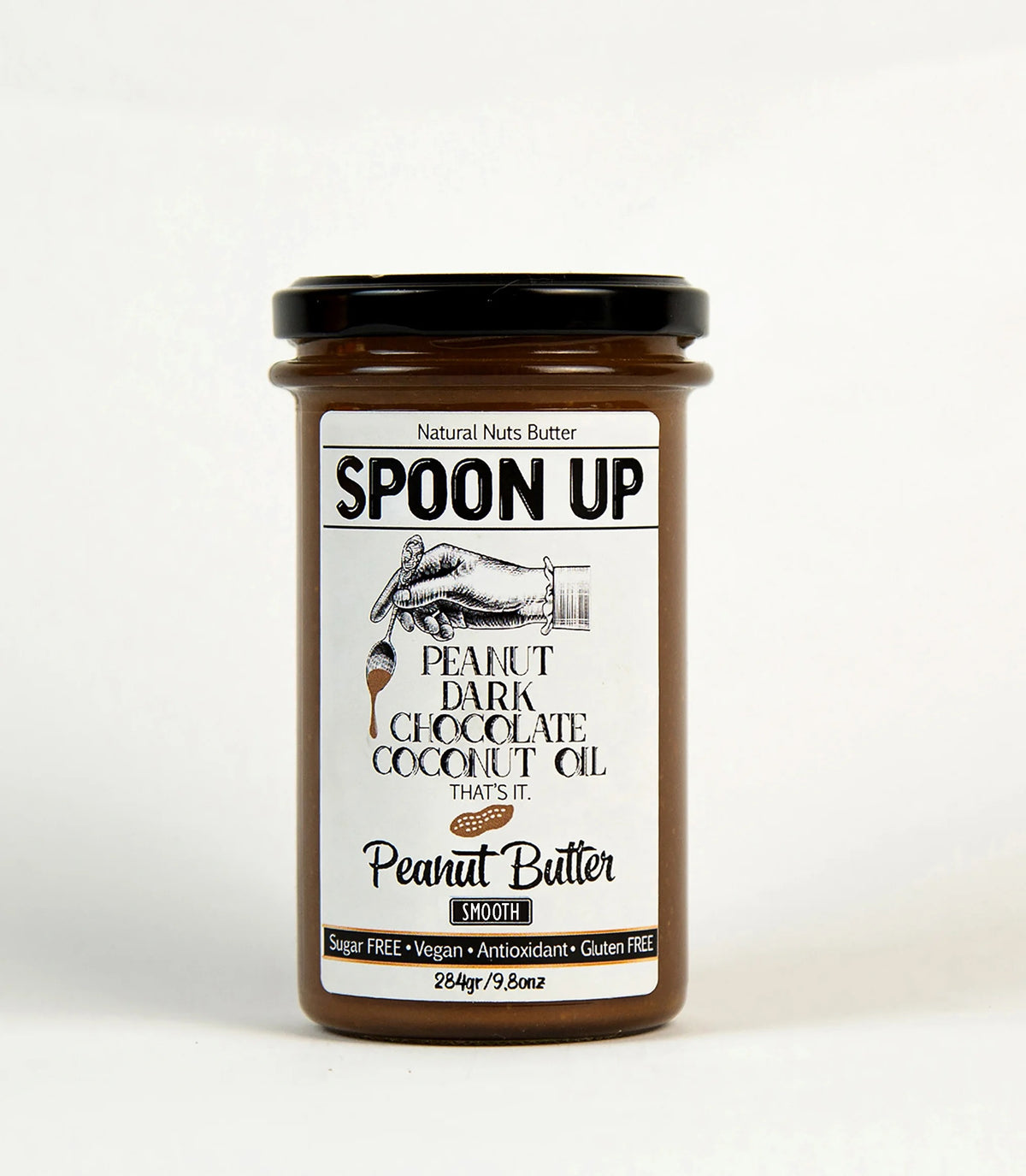 SPOONUP NUTS Şekersiz Vegan Bitter Çikolatalı Fıstık Ezmesi 284 g Smooth