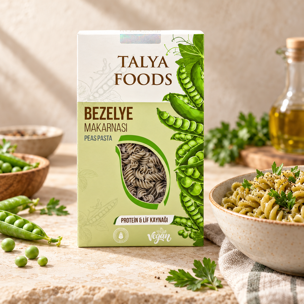 TALYA FOODS Glutensiz & Vegan Bezelye Makarnası 200 g – sunum önerisi