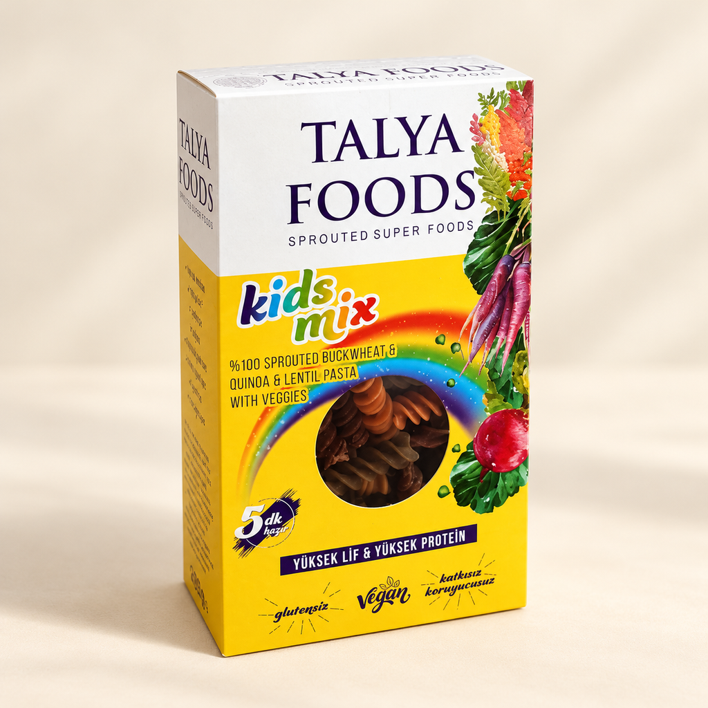 TALYA FOODS Kids Mix Glutensiz Sebzeli Makarna 200 g – stüdyo çekimi