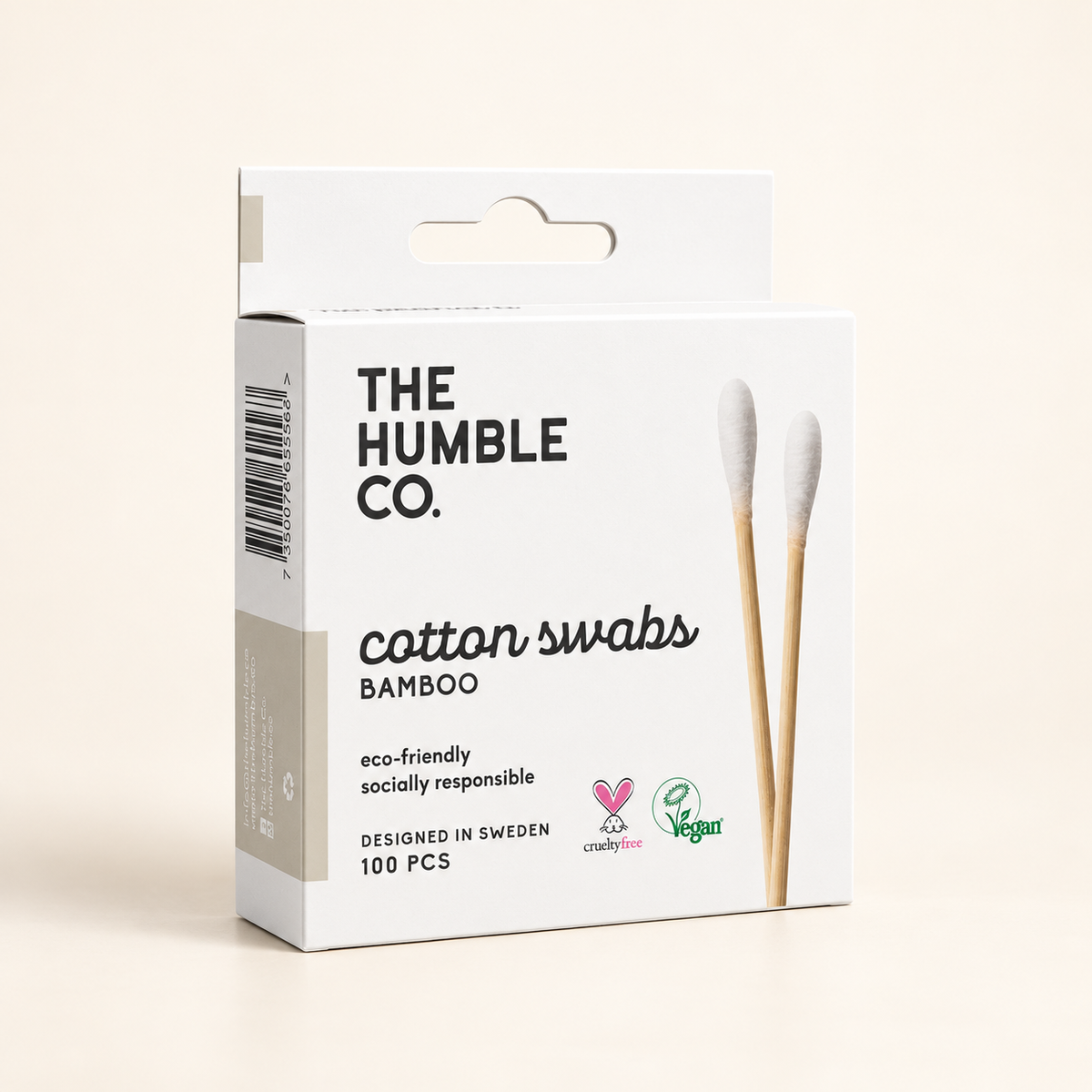 THE HUMBLE CO Bambu Kulak Temizleme Çubuğu 100 adet BEYAZ – stüdyo çekimi