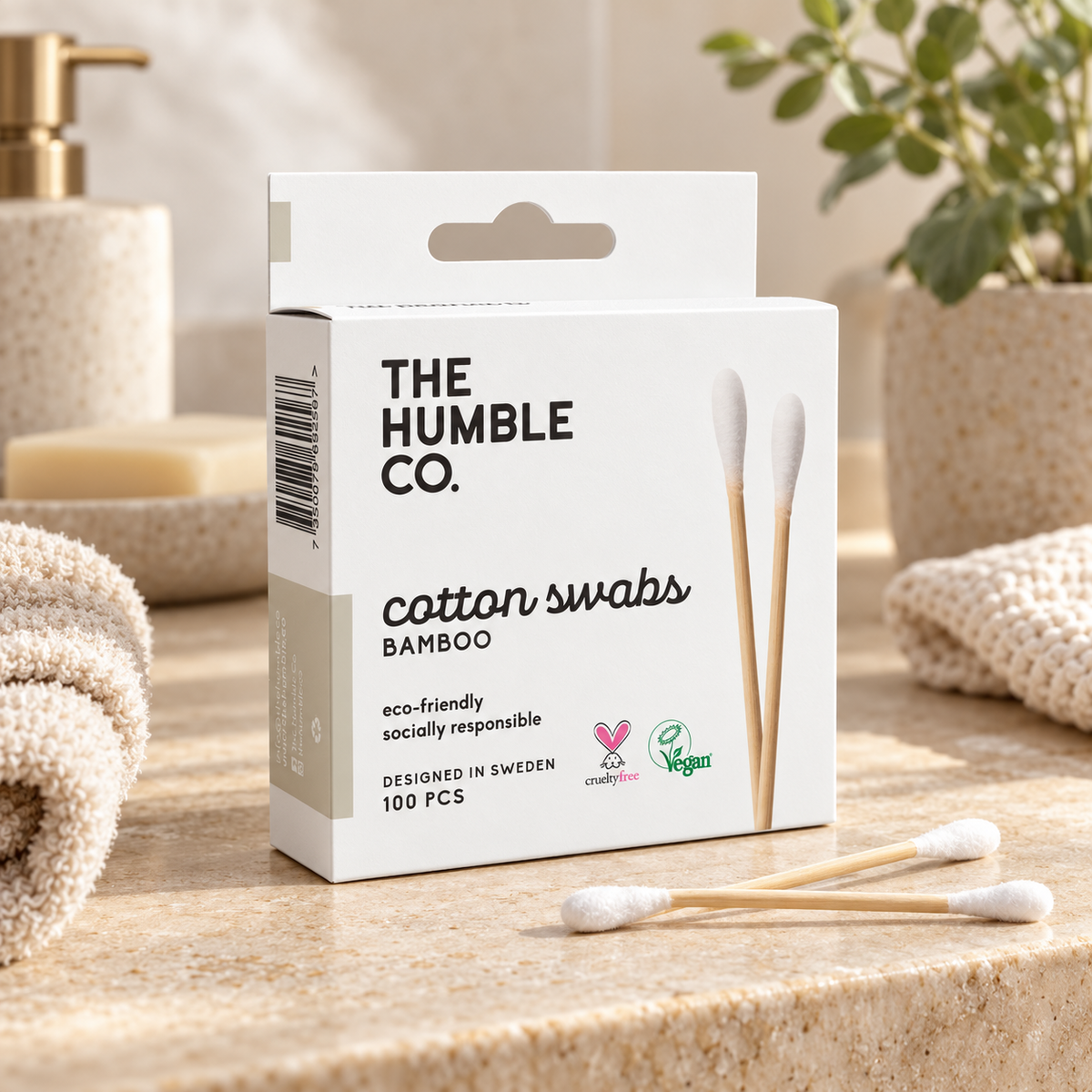 THE HUMBLE CO Bambu Kulak Temizleme Çubuğu 100 adet BEYAZ – sunum önerisi