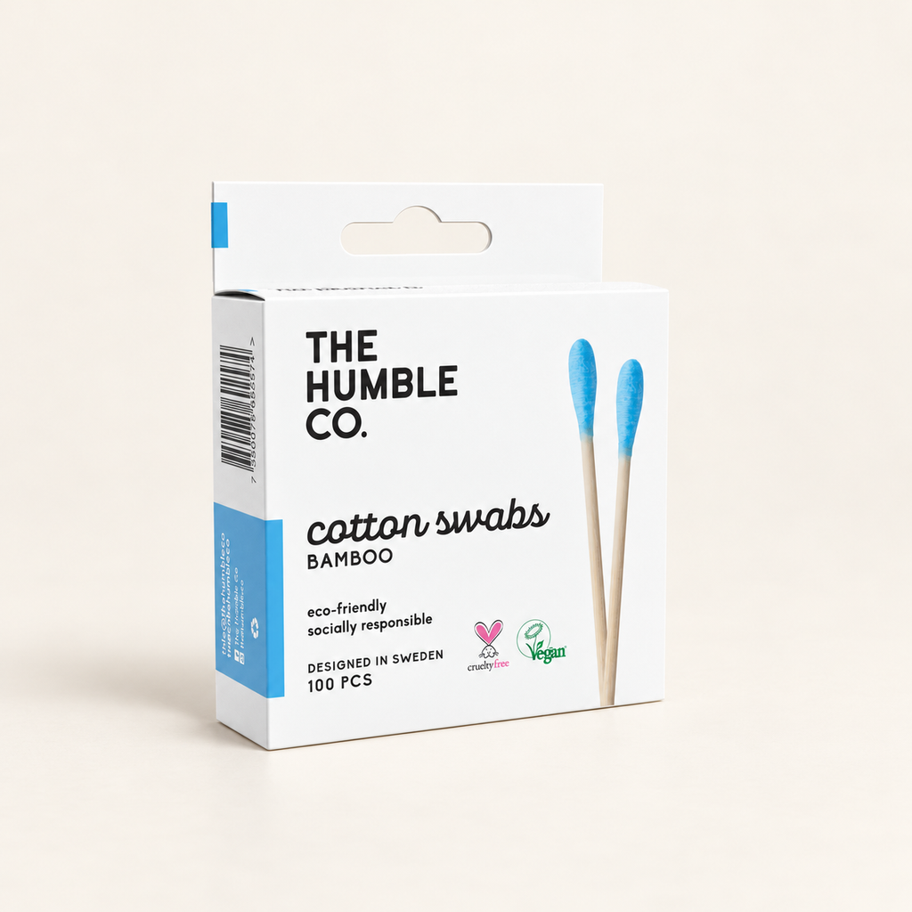 THE HUMBLE CO Bambu Kulak Temizleme Çubuğu 100 adet MAVİ – stüdyo çekimi