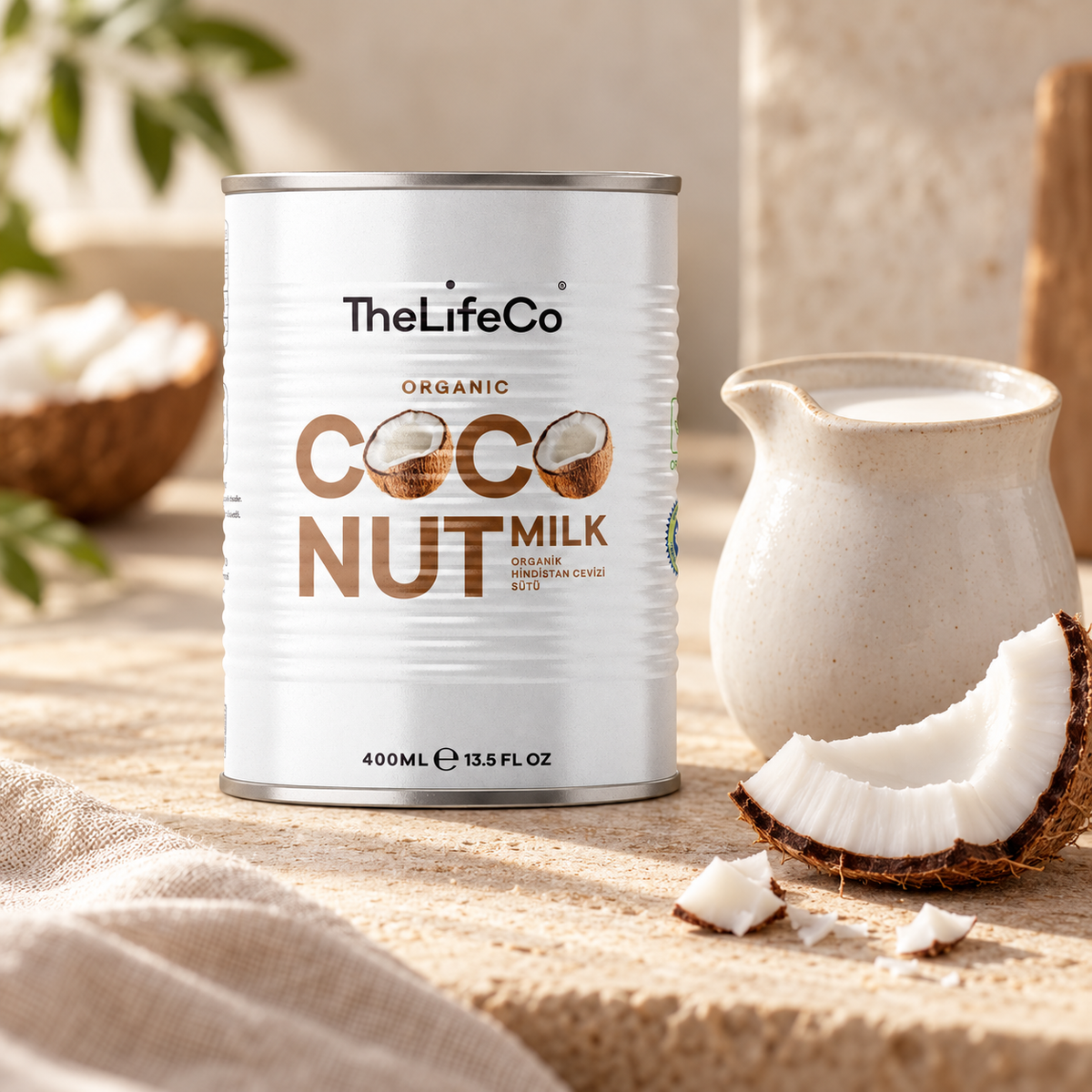 THE LIFECO Organik Hindistan Cevizi Sütü 400 ml/Organic Coconut Milk 400 ml – sunum önerisi