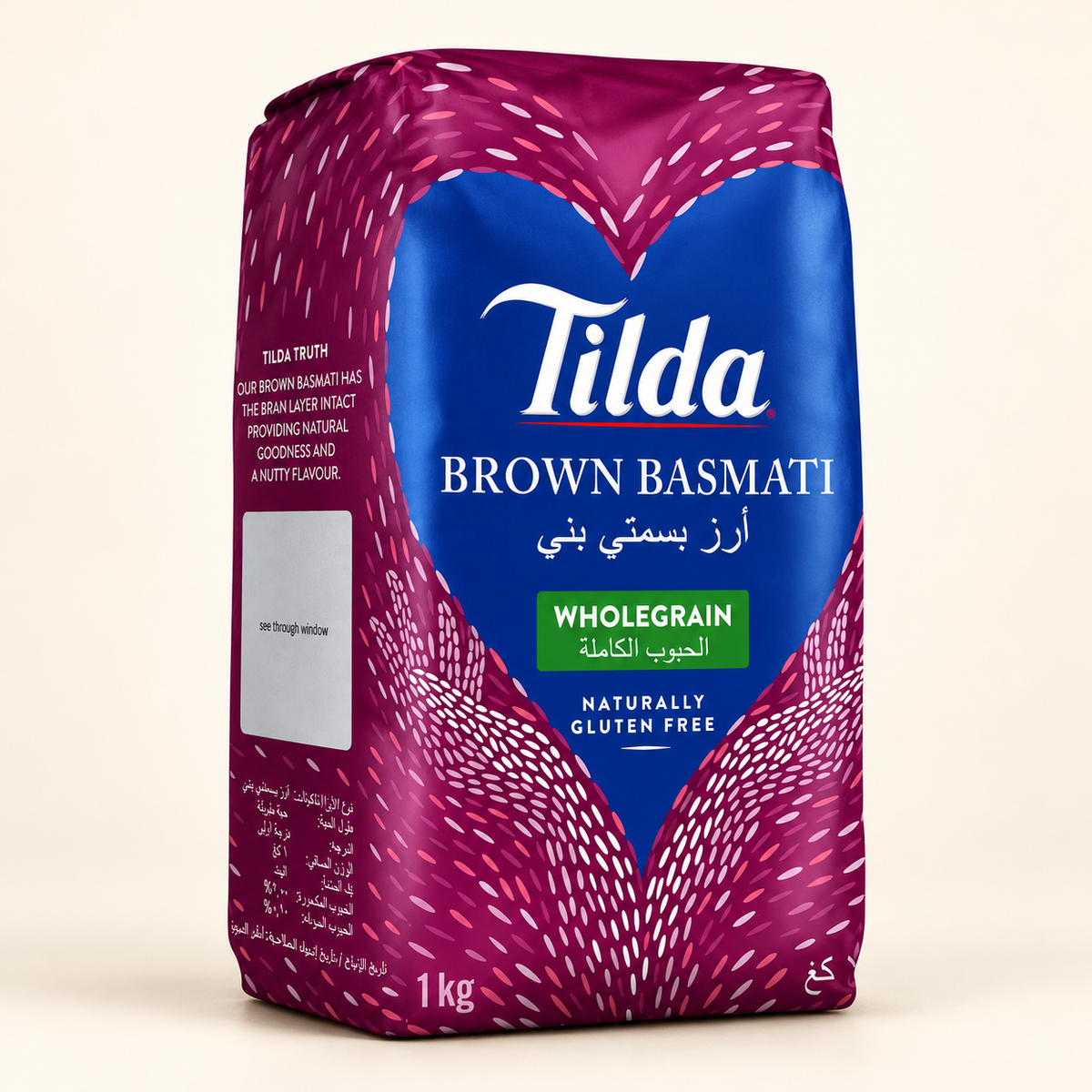 Tilda Brown Basmati Rice 1 kg – stüdyo çekimi