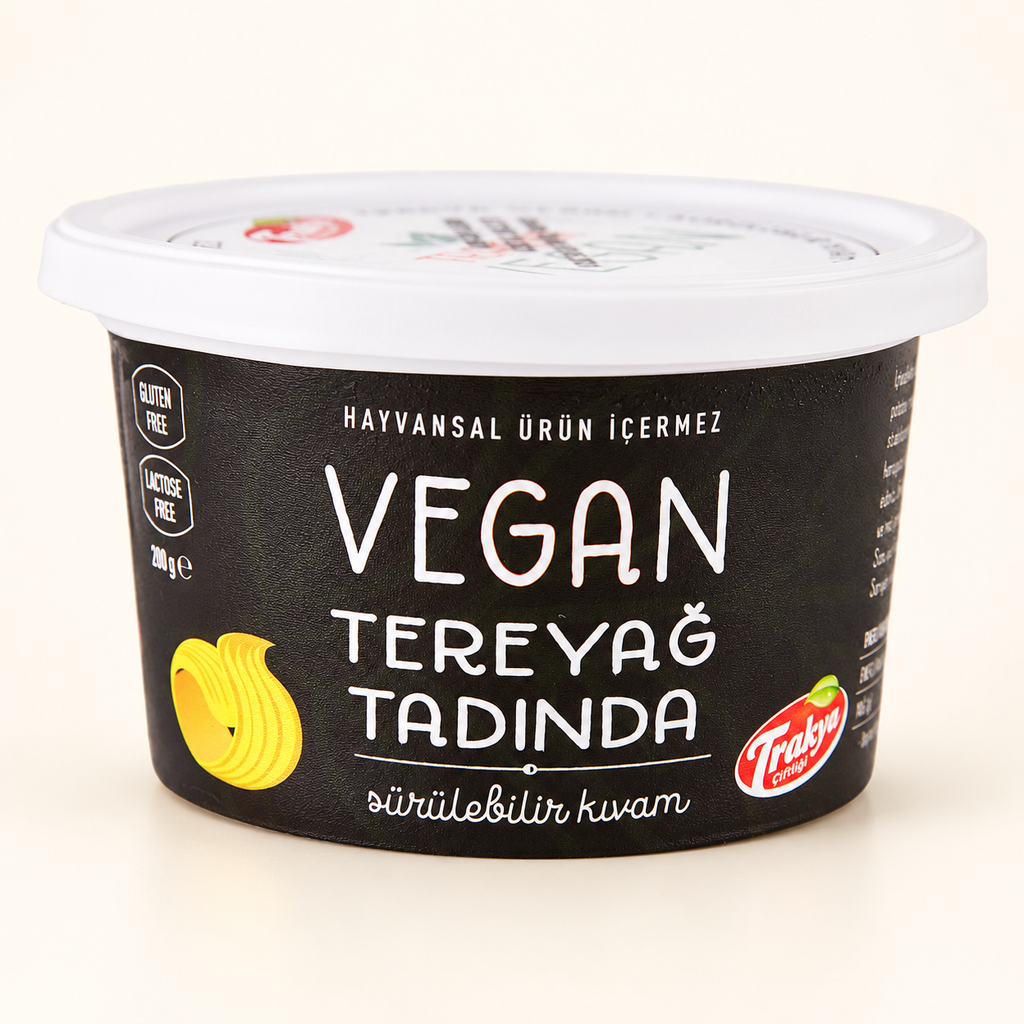 TRAKYA ÇİFTLİĞİ Vegan Kahvaltılık Yağ ( Vegan Tereyağı) 200 g – stüdyo çekimi