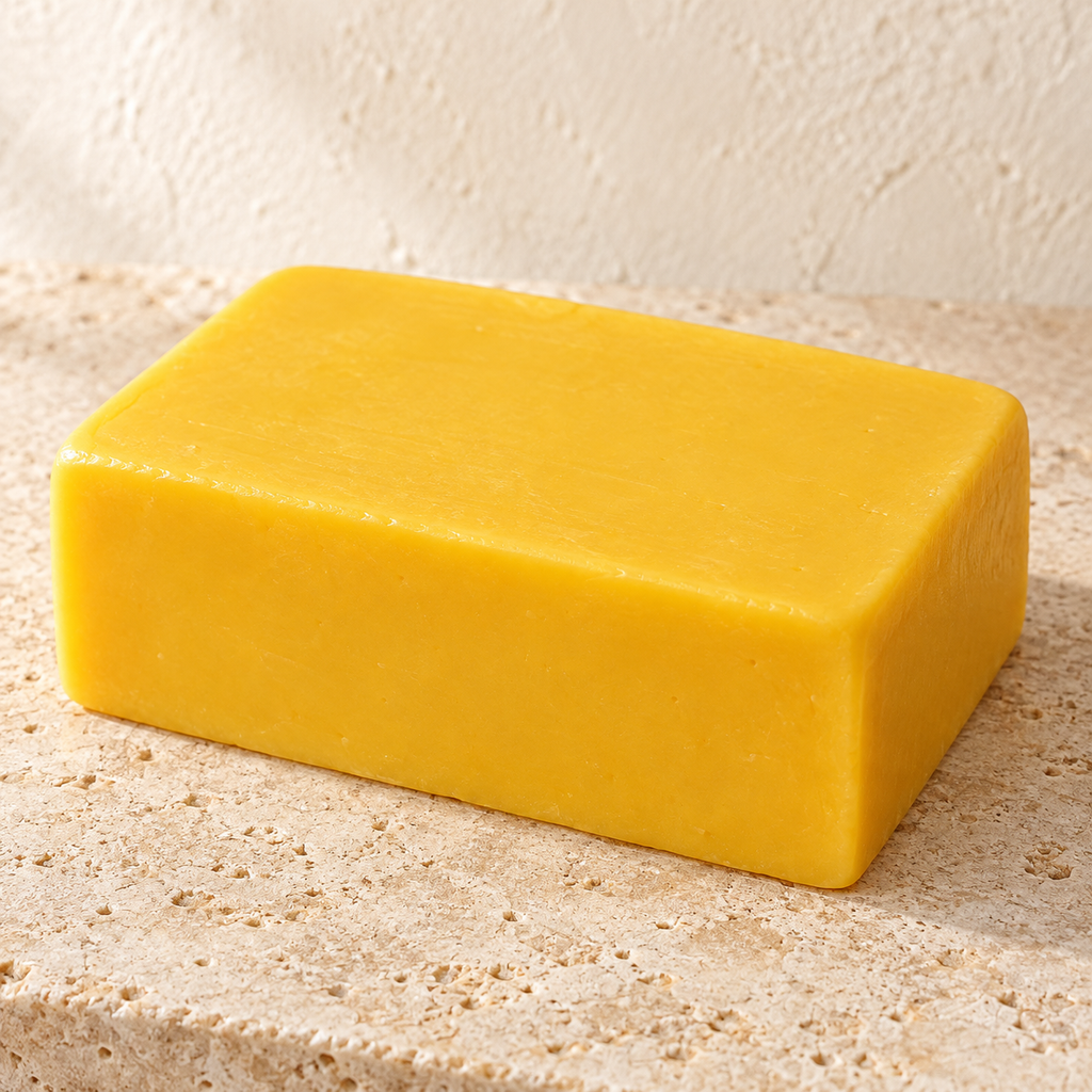 Trakya Çiftliği Vegan Cheddar 250 g, ambalajsız ürünün temsili stüdyo görünümü