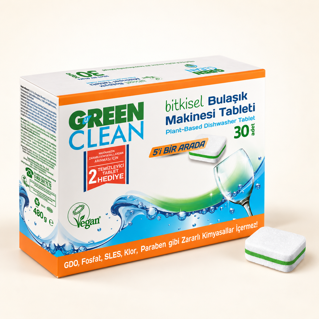 U Green Clean Bulaşık Makinası Tableti 30'lu – stüdyo çekimi