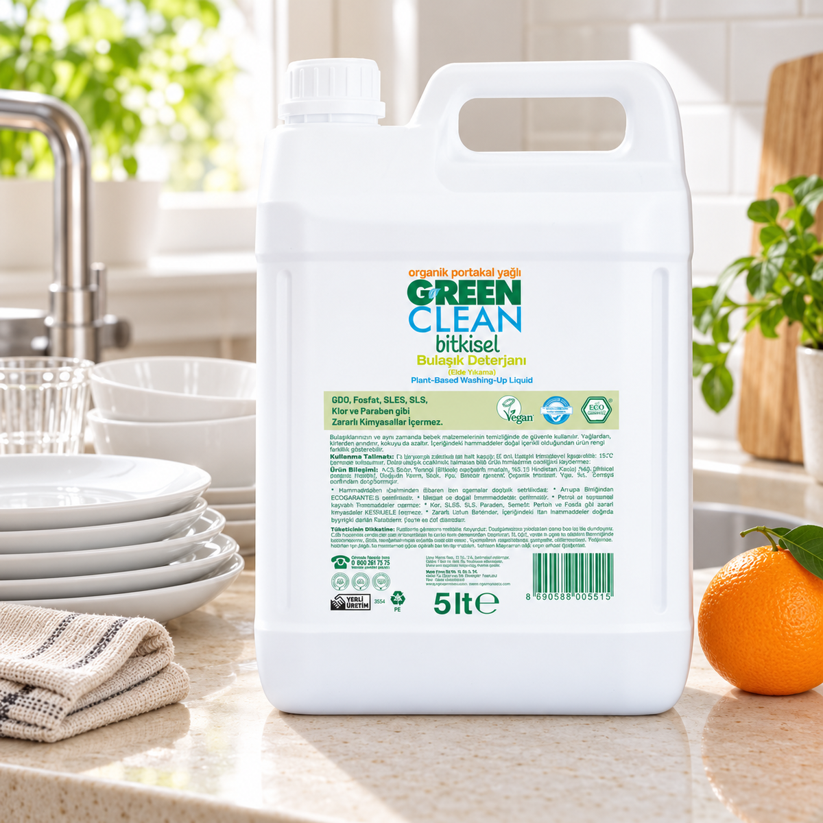 U Green Clean Elde Bulaşık Deterjanı 5 litre – sunum önerisi