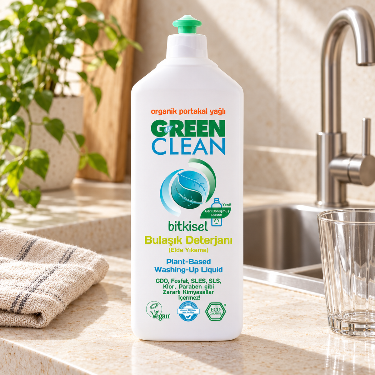 U Green Clean Elde Bulaşık Deterjanı 730 ml – sunum önerisi