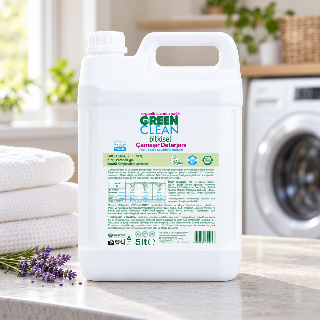 U Green Clean Sıvı Çamaşır Deterjanı 5 litre- Lavanta – sunum önerisi