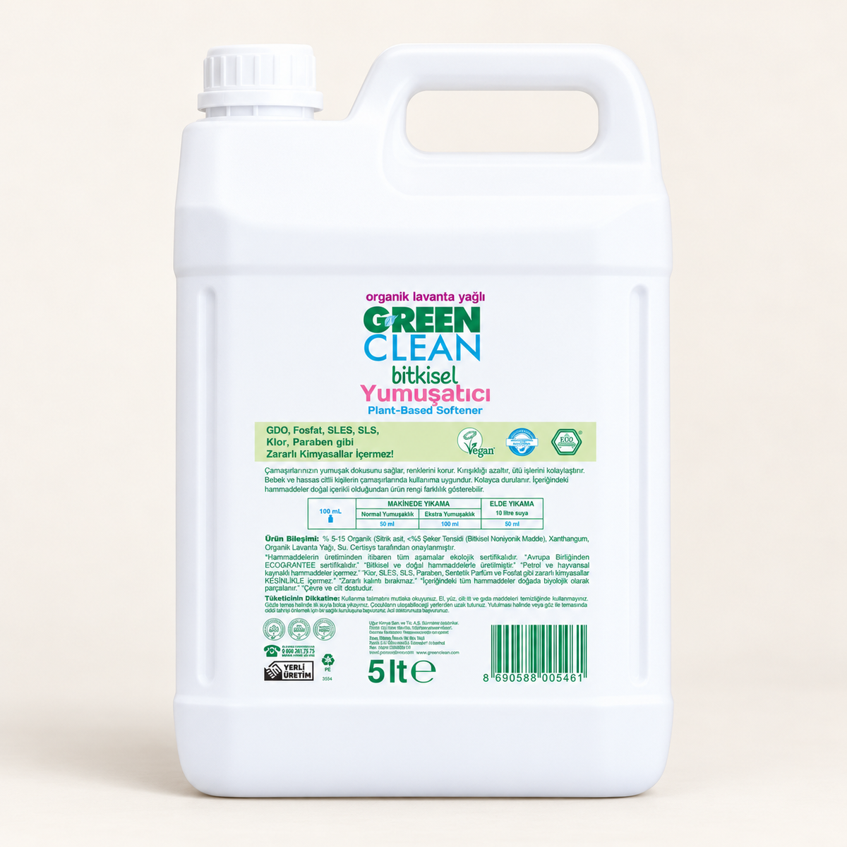 U Green Clean Yumuşatıcı 5 Litre-Lavanta – stüdyo çekimi