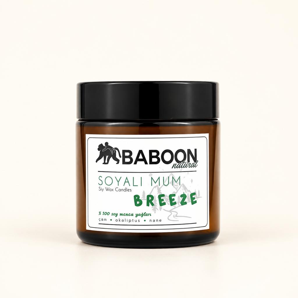 BABOON NATURAL Soyalı Mum Çam & Okaliptus & Nane - Breeze – stüdyo çekimi