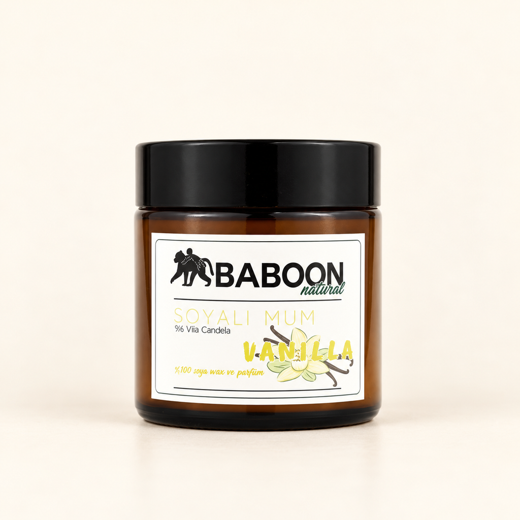 BABOON NATURAL Soyalı Mum Vanilya – stüdyo çekimi