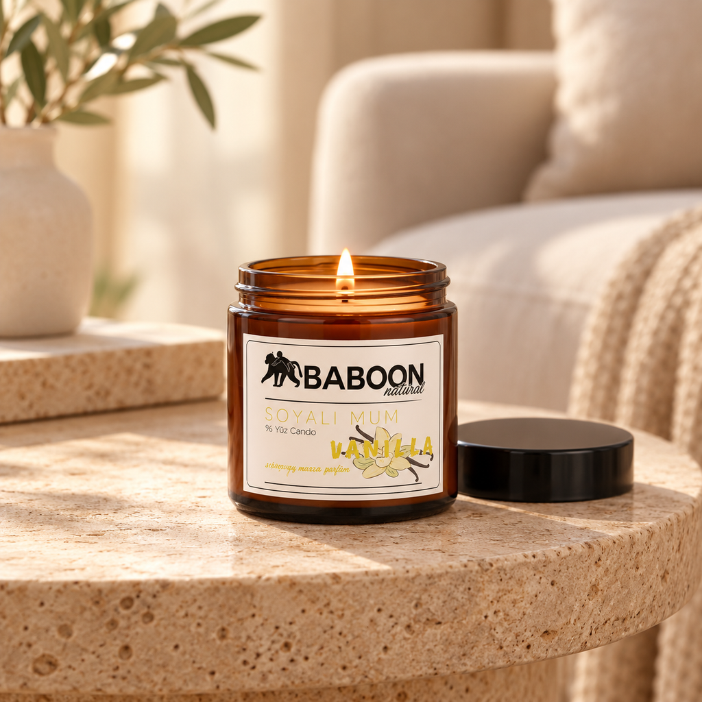 BABOON NATURAL Soyalı Mum Vanilya – sunum önerisi