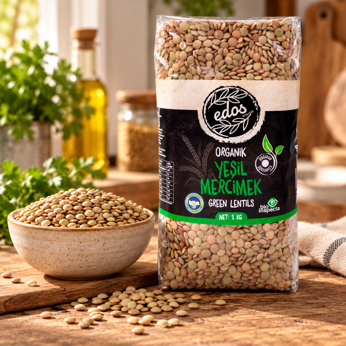 EDOS Organik Yeşil Mercimek 1 Kg – sunum önerisi