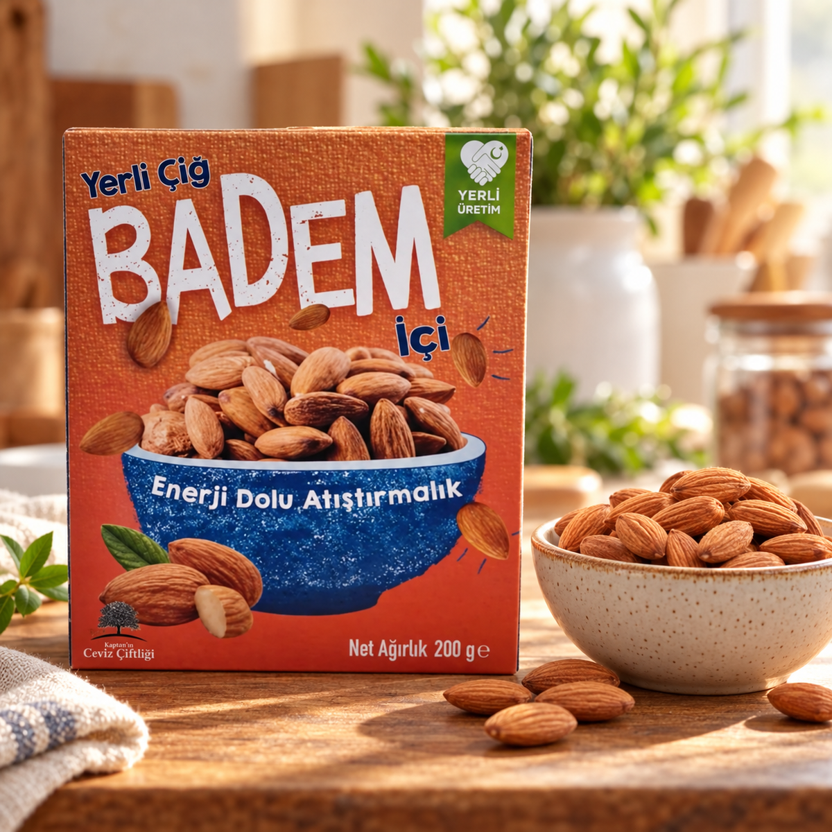 Kaptan’ın Ceviz Çiftliği Yerli Çiğ Badem 200 g – sunum önerisi