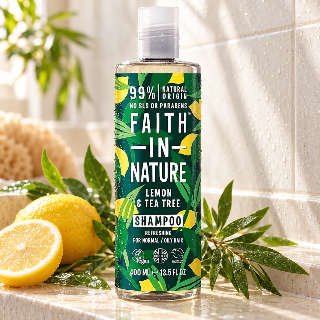 FAITH IN NATURE %99 Doğal İçerikli Ferahlatıcı Şampuan 400 ml Normal-Yağlanmaya-Kepeğe Meyilli Saçlar İçin Limon ve Çay Ağacı – sunum önerisi