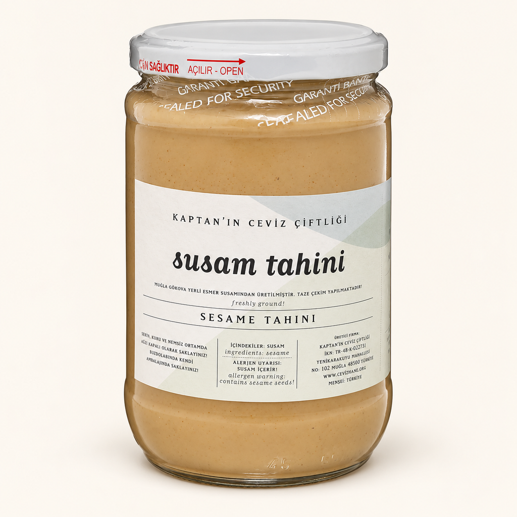 KAPTAN'IN CEVİZ ÇİFTLİĞİ Yerli Gökova Susam Tahini 650 g – stüdyo çekimi