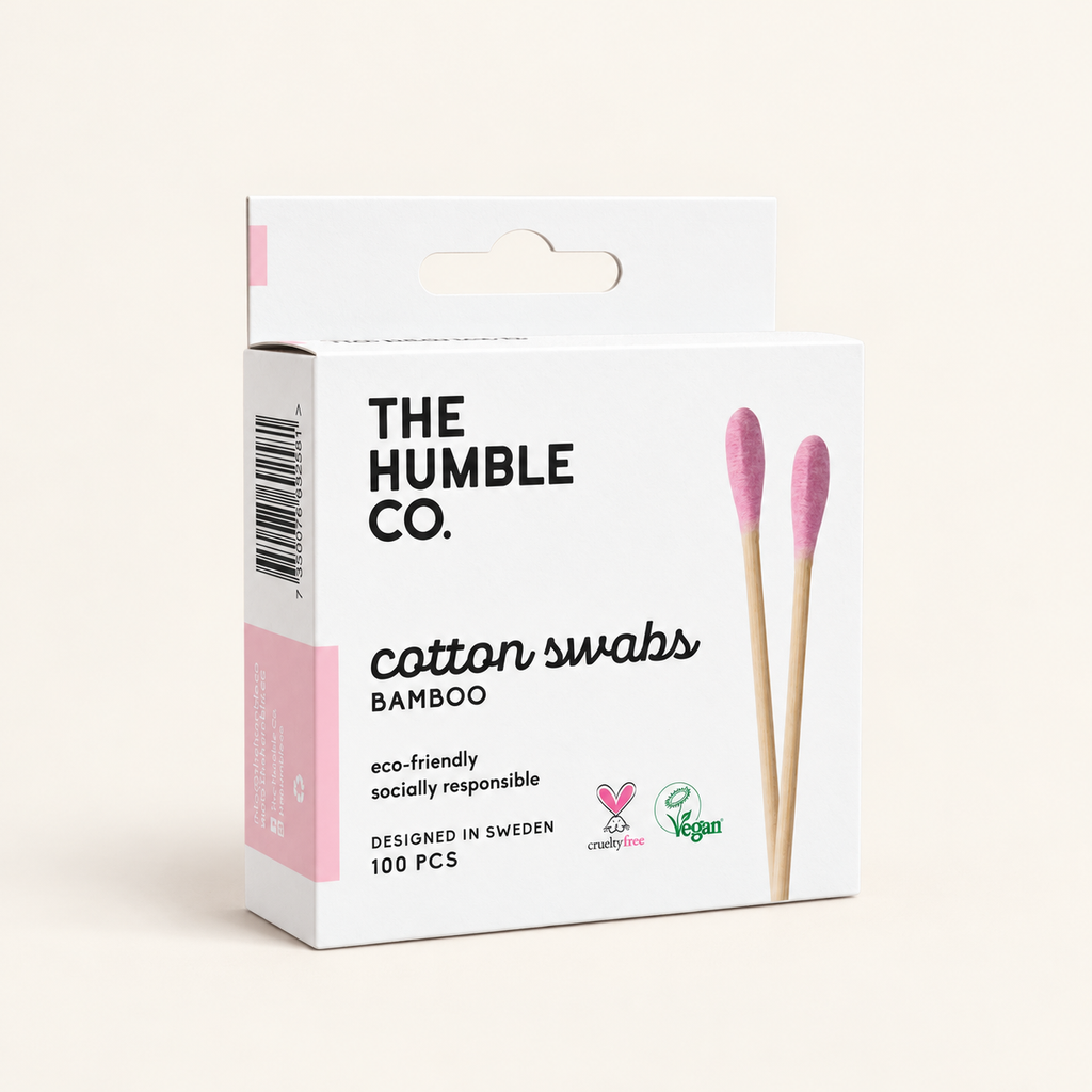 THE HUMBLE CO Bambu Kulak Temizleme Çubuğu 100 adet LİLA – stüdyo çekimi