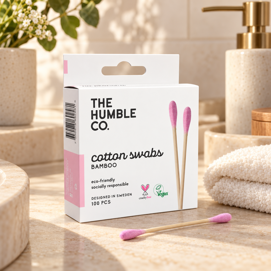 THE HUMBLE CO Bambu Kulak Temizleme Çubuğu 100 adet LİLA – sunum önerisi