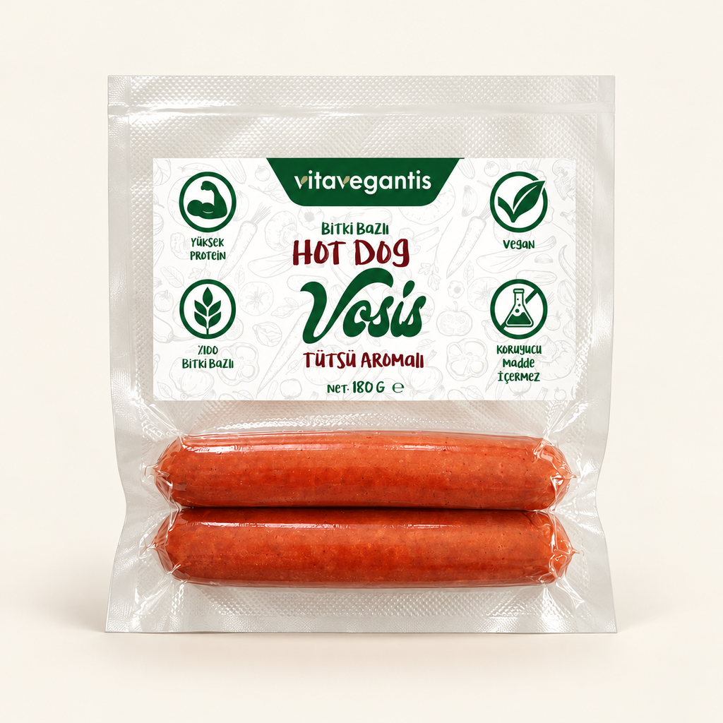VITA VEGANTIS Bitki Bazlı Hot Dog Sosis Tütsü Aromalı 180 g – stüdyo çekimi