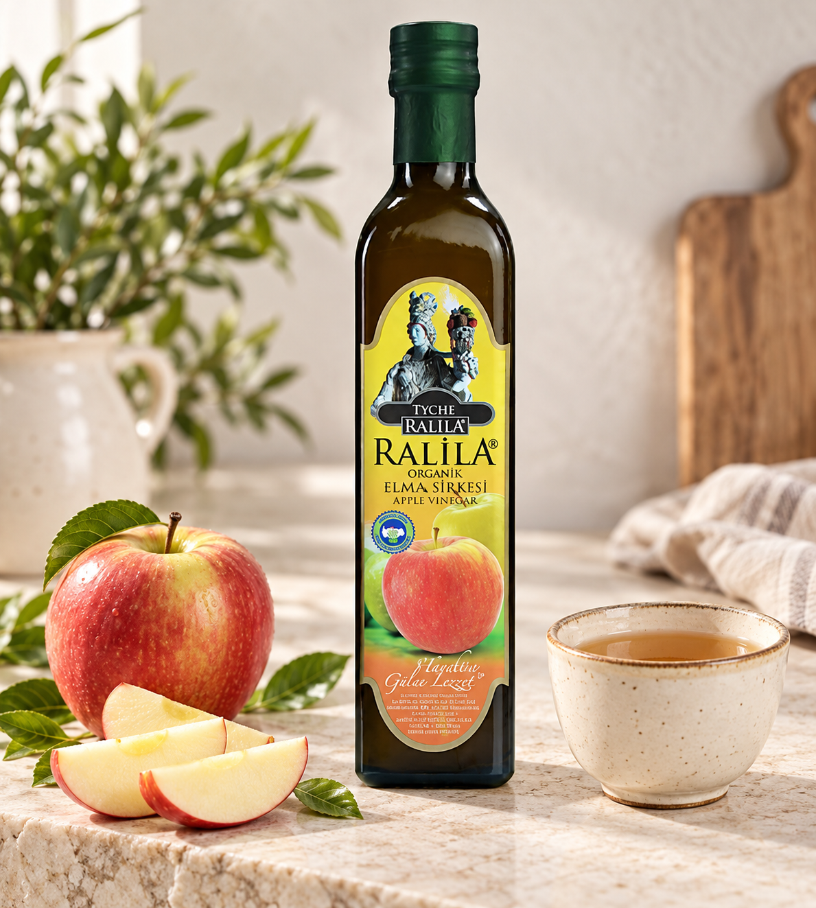RALİLA Organik Elma Sirkesi 500 ml – sunum önerisi
