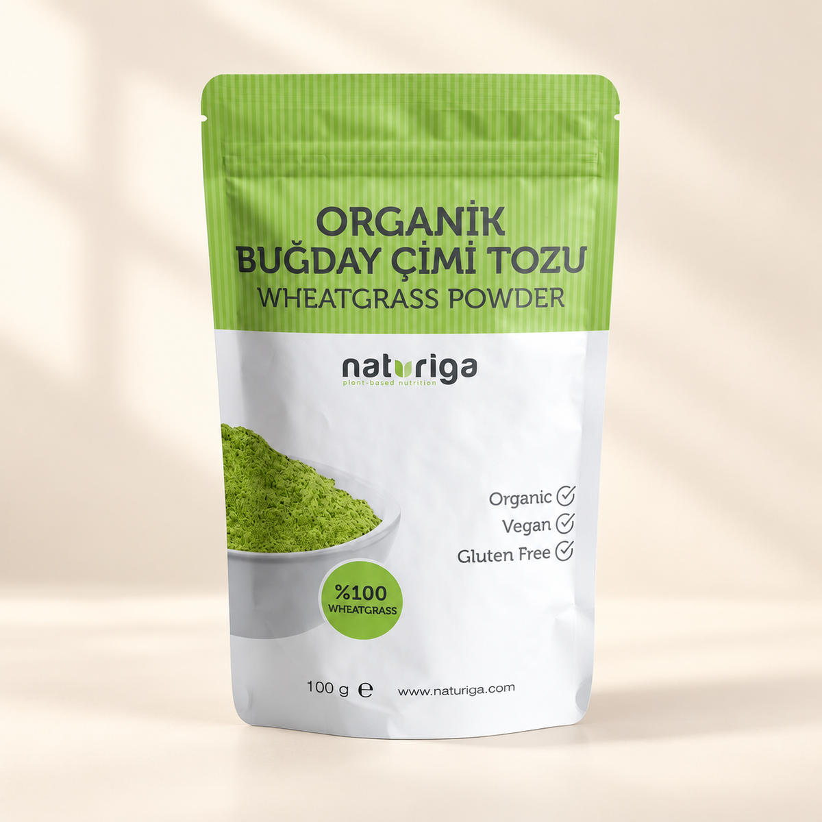 NATURIGA Organik Buğday Çimi Tozu 100 g – stüdyo çekimi