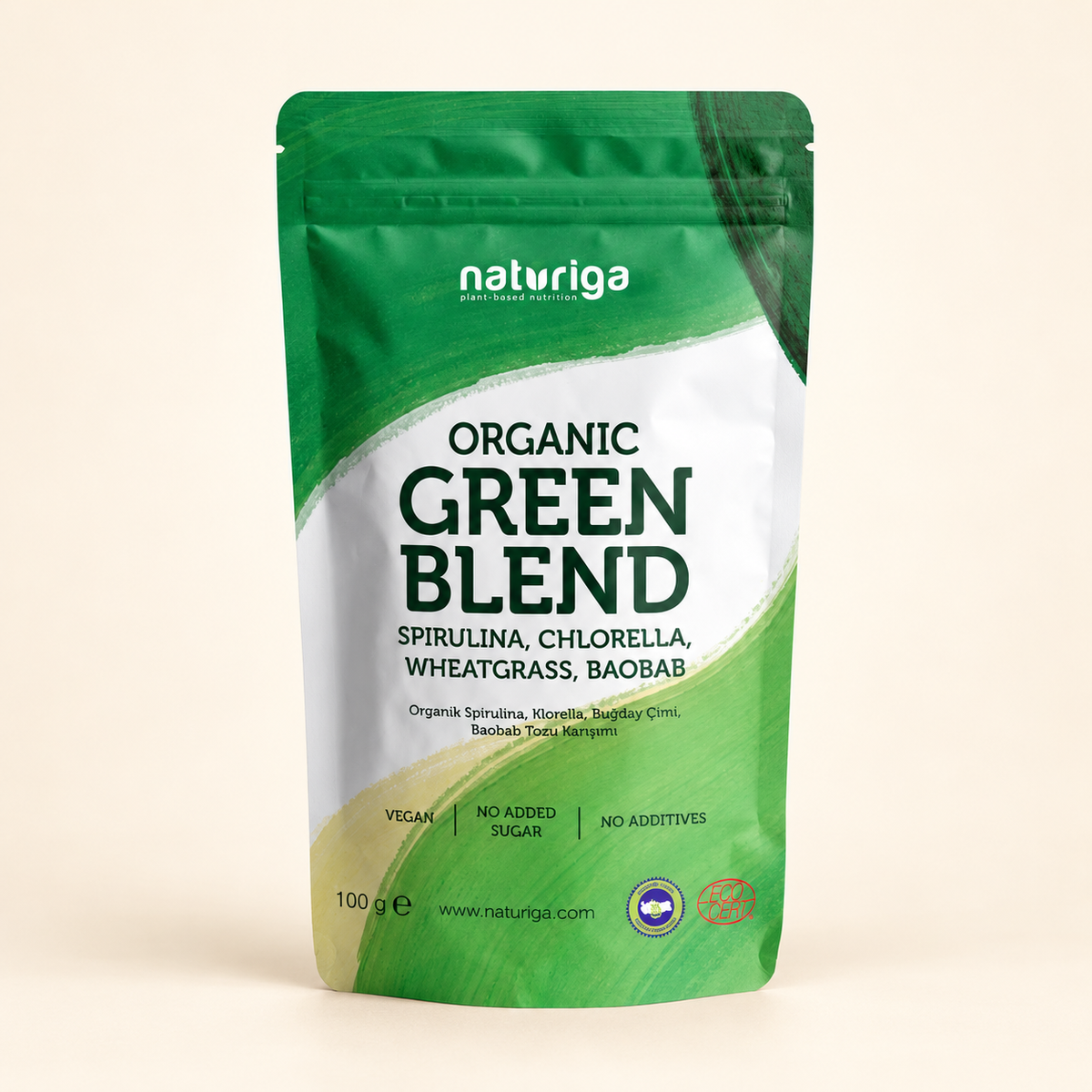NATURIGA Organik Green Blend - Yeşil Karışım 100 g – stüdyo çekimi