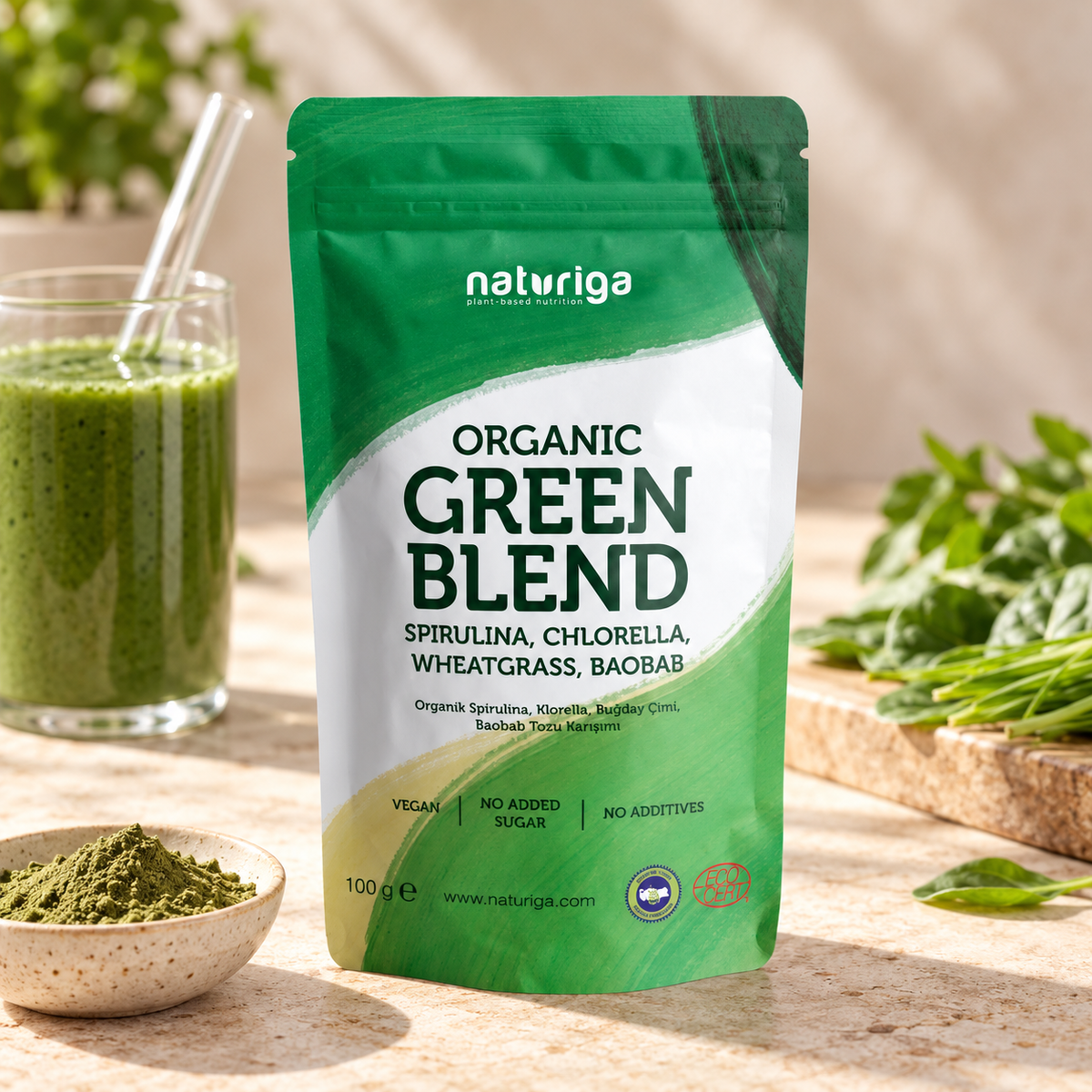 NATURIGA Organik Green Blend - Yeşil Karışım 100 g – sunum önerisi