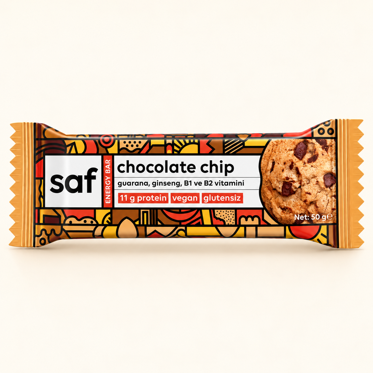 SAF Chocolate Chip Energy Bar 50 g – stüdyo çekimi