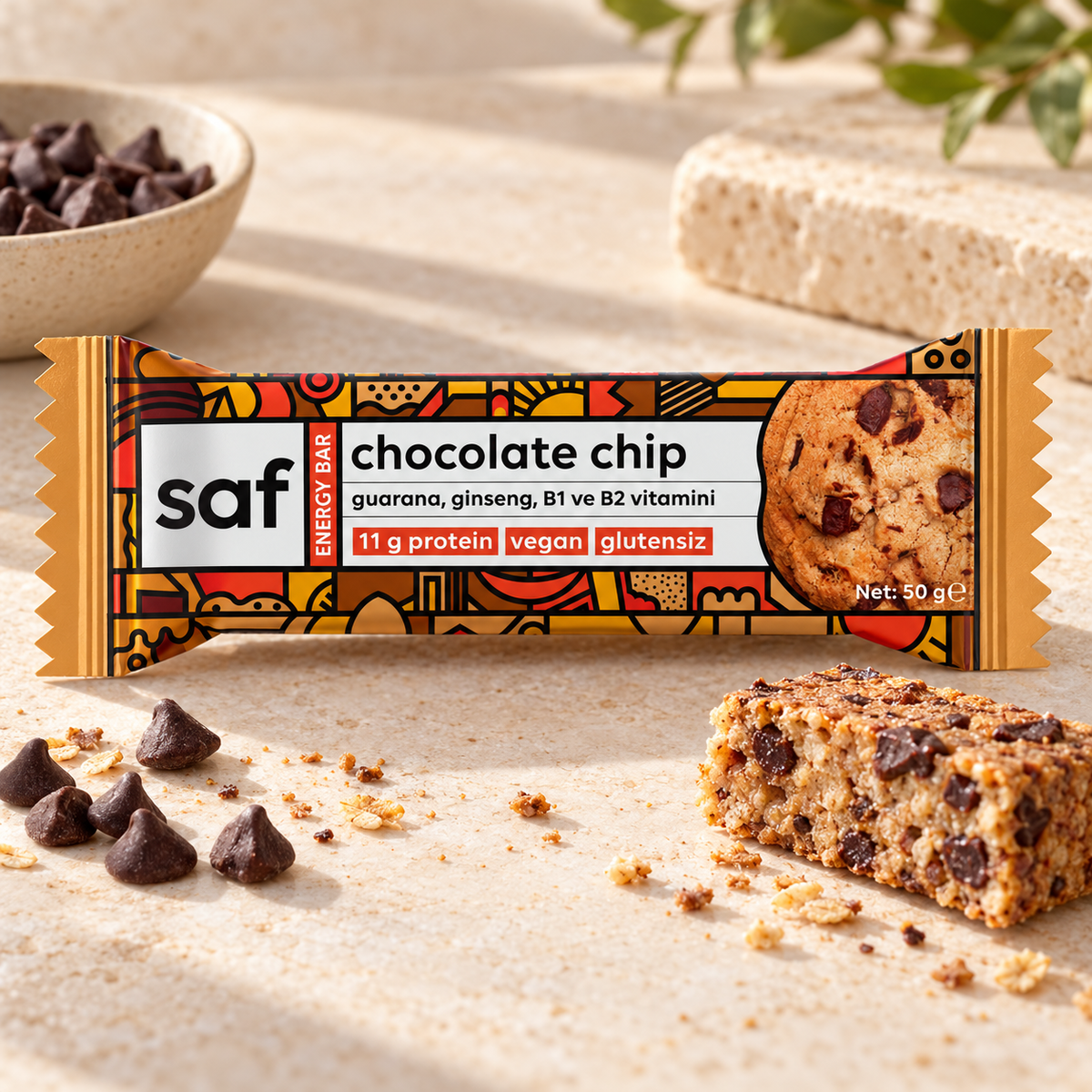 SAF Chocolate Chip Energy Bar 50 g – sunum önerisi