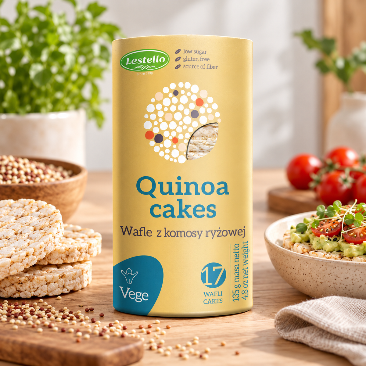 LESTELLO Glutensiz Kinoa Patlağı Kraker 135 g – sunum önerisi