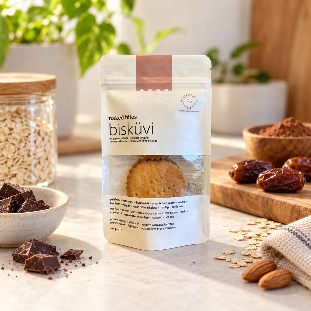 NAKED BITES Çikolata Dolgulu Bisküvi 50 g – sunum önerisi