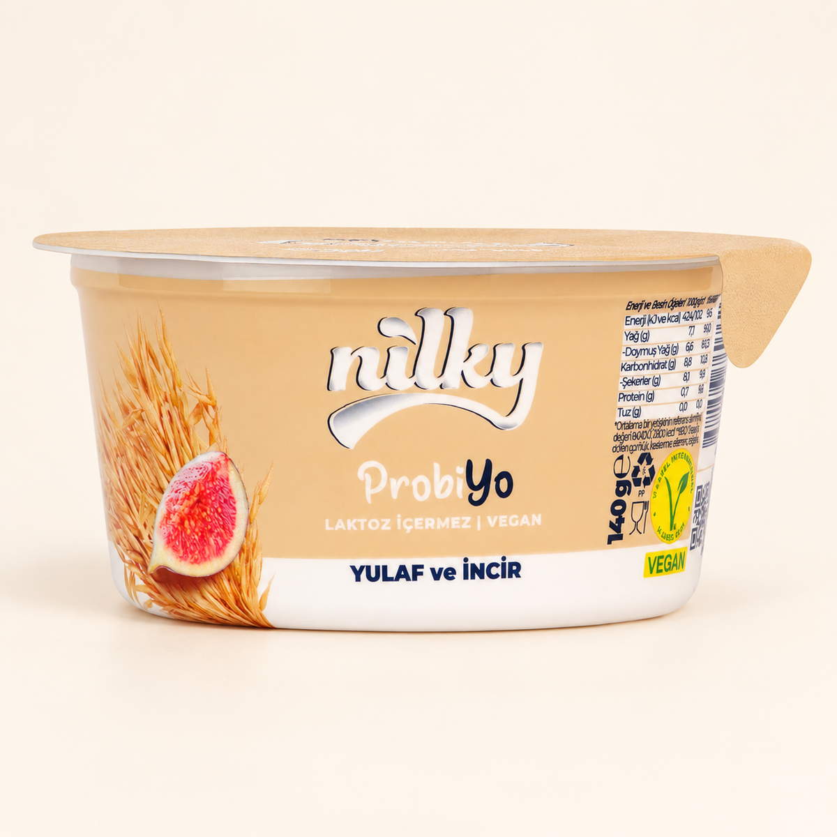 NILKY İncirli Yulaflı Probiyo 140 g (Meyveli Yoğurt Gibi) – stüdyo çekimi