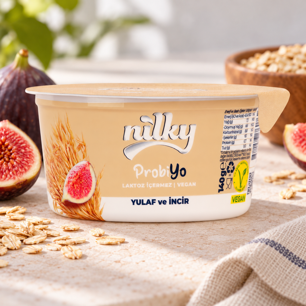 NILKY İncirli Yulaflı Probiyo 140 g (Meyveli Yoğurt Gibi) – sunum önerisi