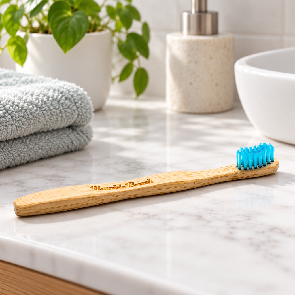 HUMBLE BRUSH Bambu Çocuk Diş Fırçası Ultra Soft-Çok Yumuşak MAVİ – sunum önerisi