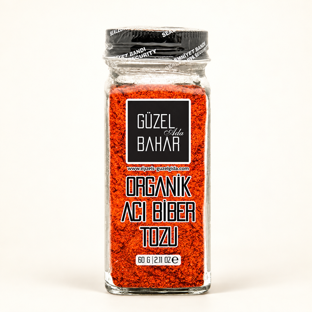 GÜZEL BAHAR Organik Acı Chili Kırmızı Biber Tozu 60 g – stüdyo çekimi