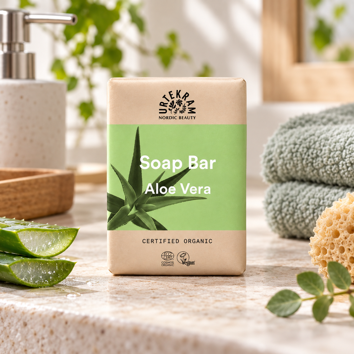 URTEKRAM Organik Aloe Veralı Sabun 100 g – sunum önerisi