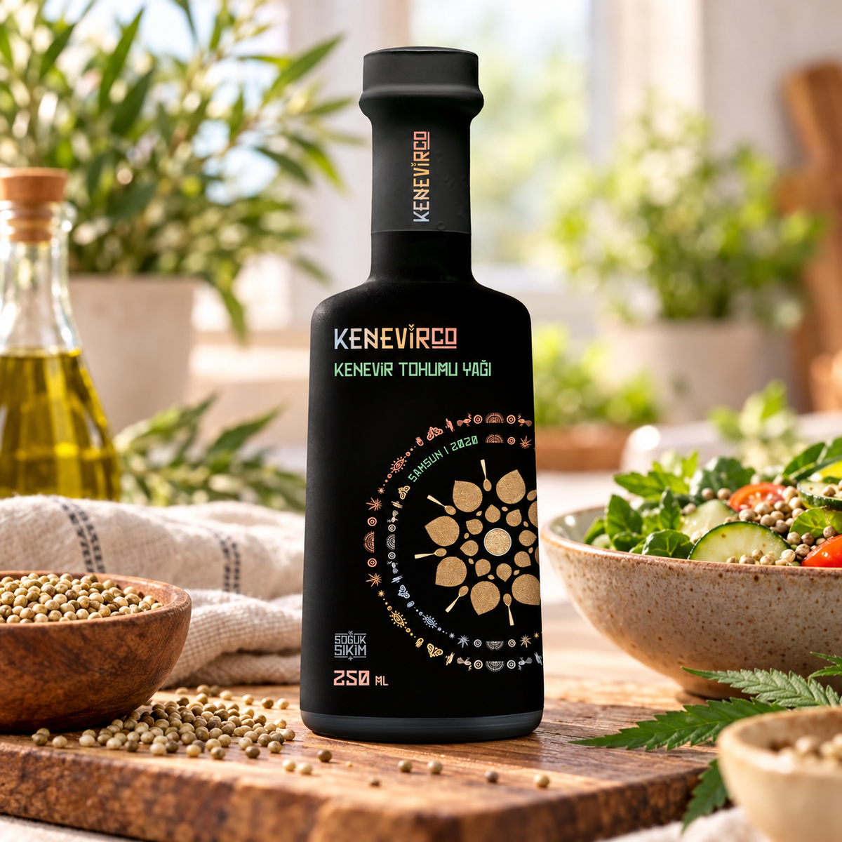 KENEVIRCO Kenevir Tohumu Yağı 250 ml – sunum önerisi
