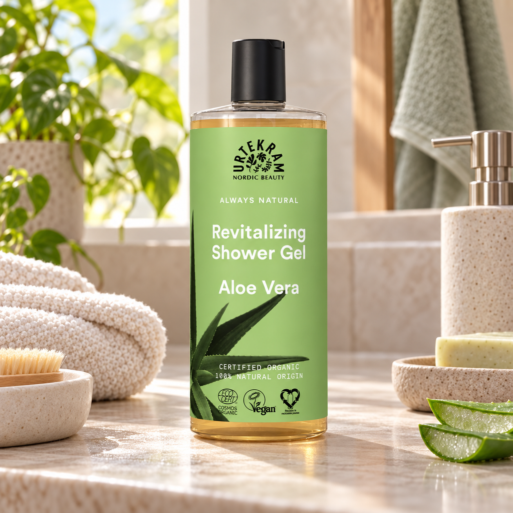 URTEKRAM Canlandırıcı Aloe Vera Duş Jeli 500 ml – sunum önerisi