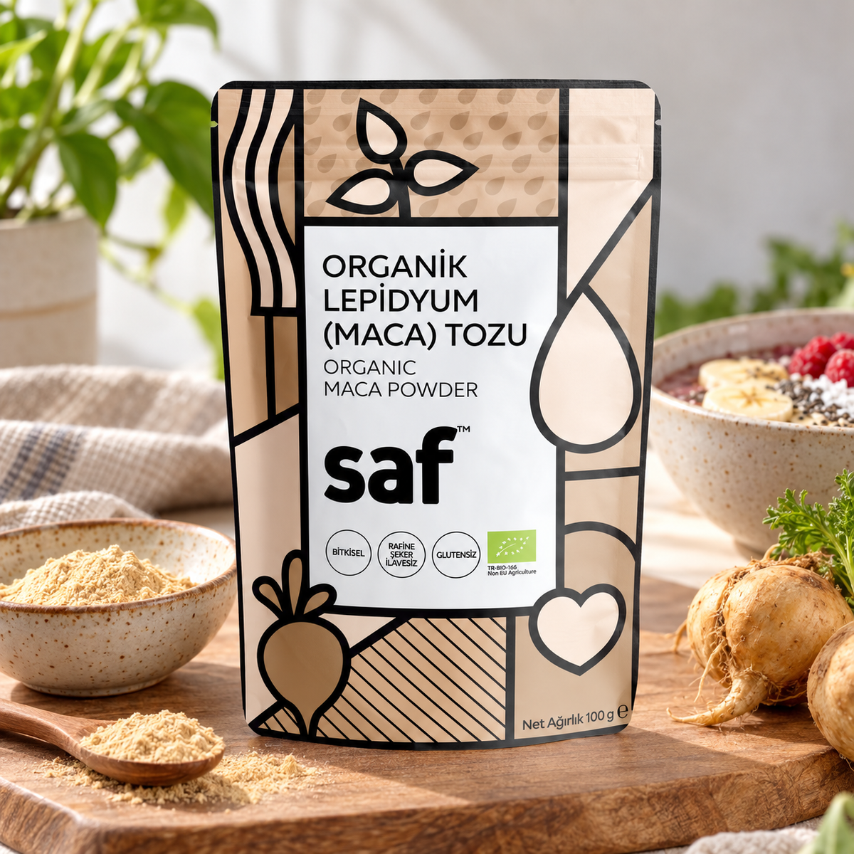 Saf Organik Maca Tozu 100 g – sunum önerisi