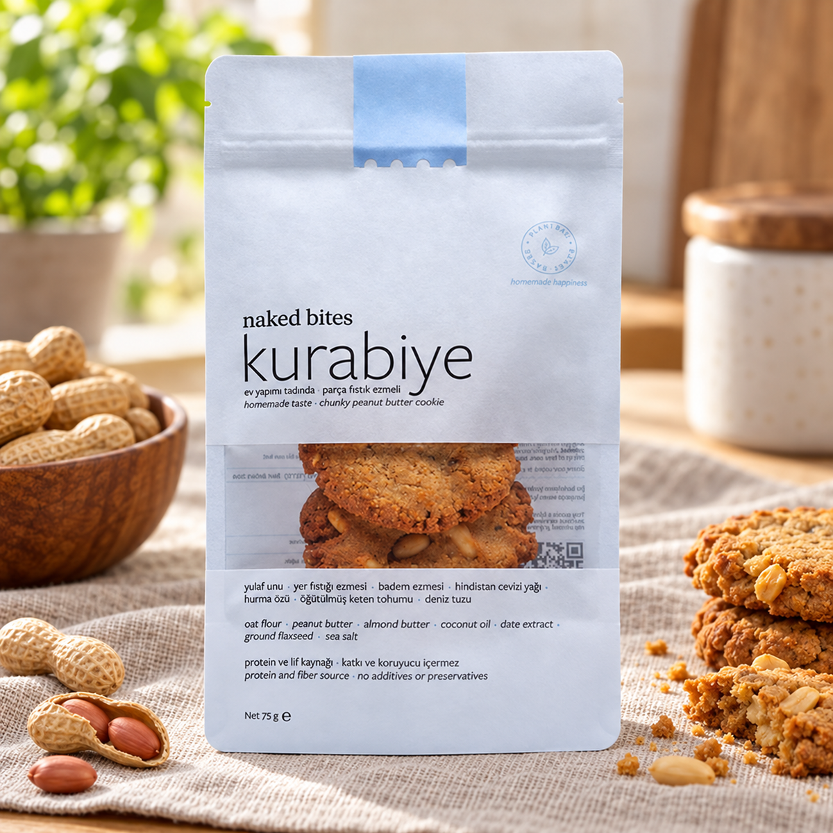 NAKED BITES Kurabiye - Parça Fıstık Ezmeli -50 g – sunum önerisi