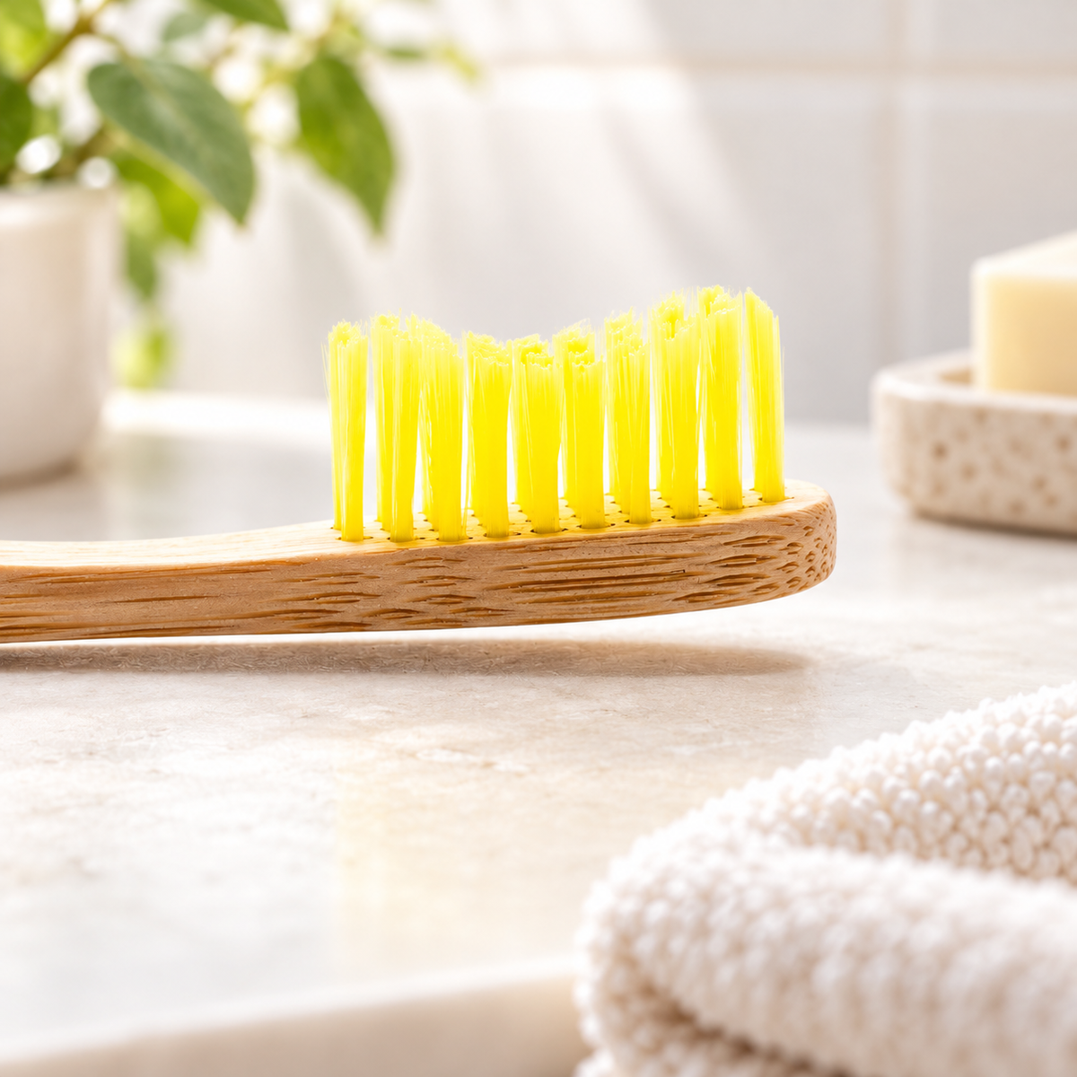 HUMBLE BRUSH Bambu Yetişkin Diş Fırçası Soft-Yumuşak SARI – sunum önerisi