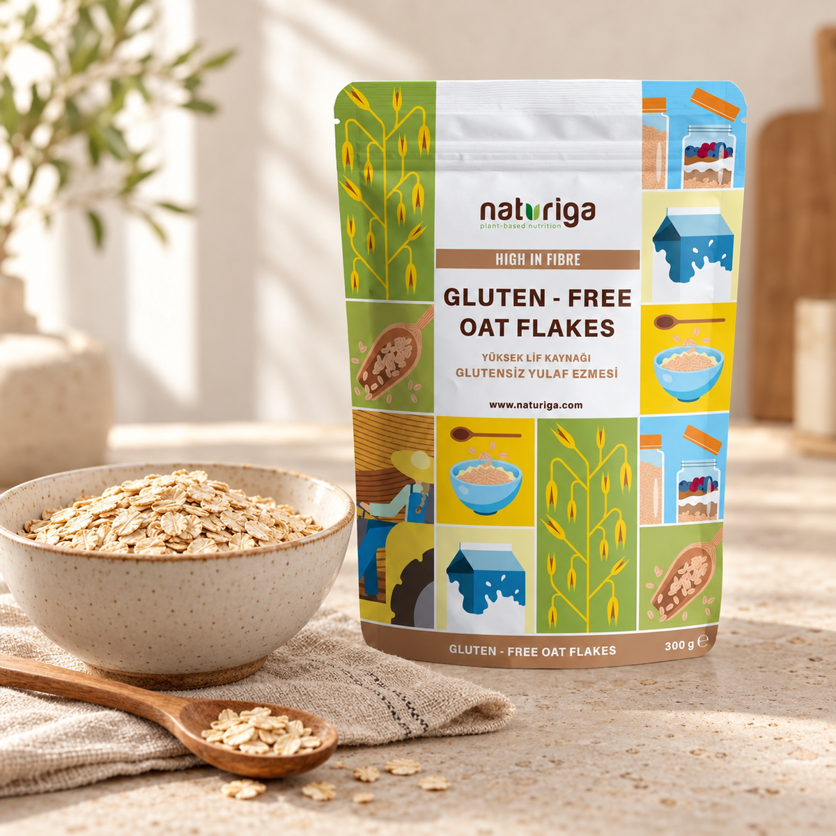 NATURIGA  Glutensiz Yulaf Ezmesi 300 g – sunum önerisi