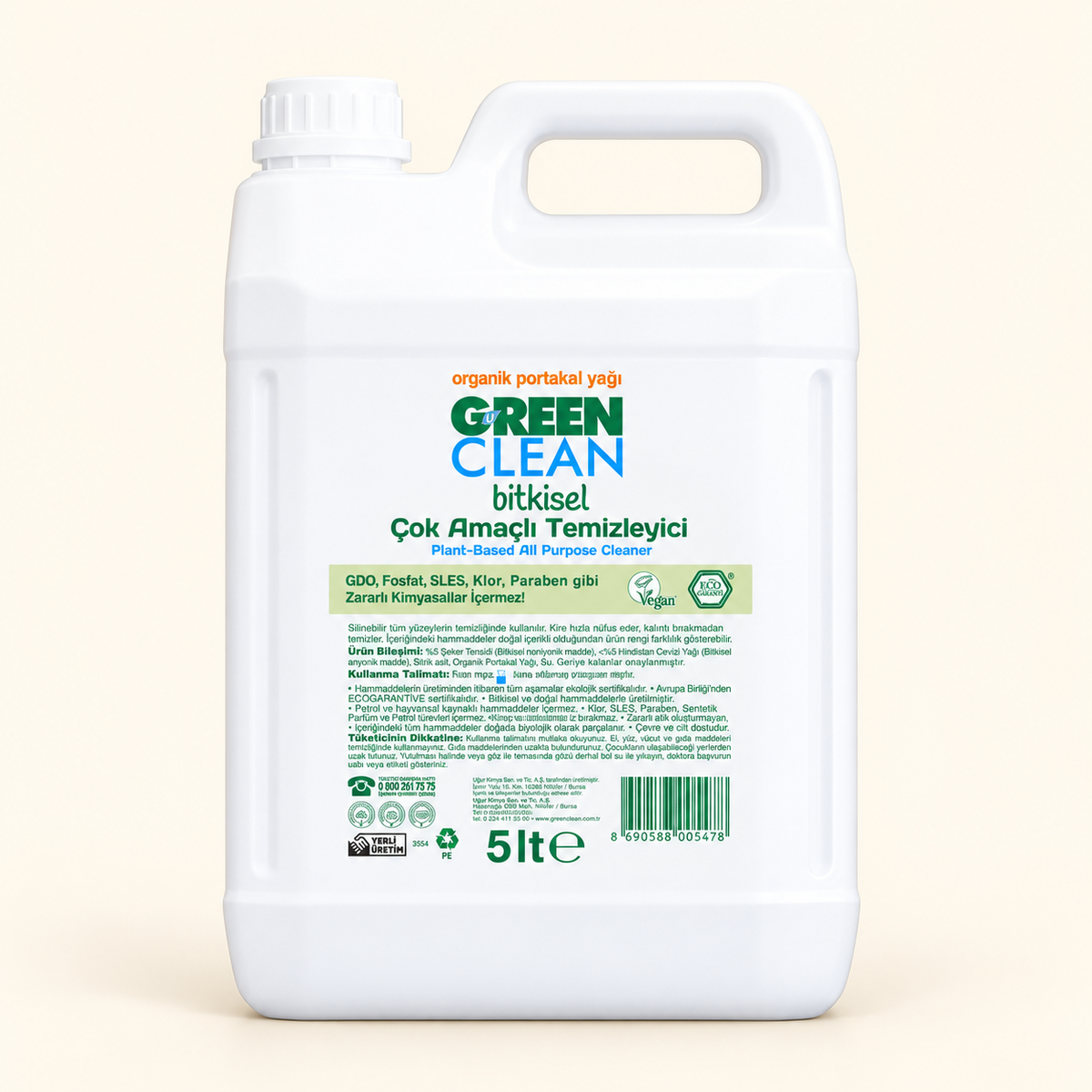 U GREEN CLEAN Çok Amaçlı Temizleyici 5 Litre – stüdyo çekimi