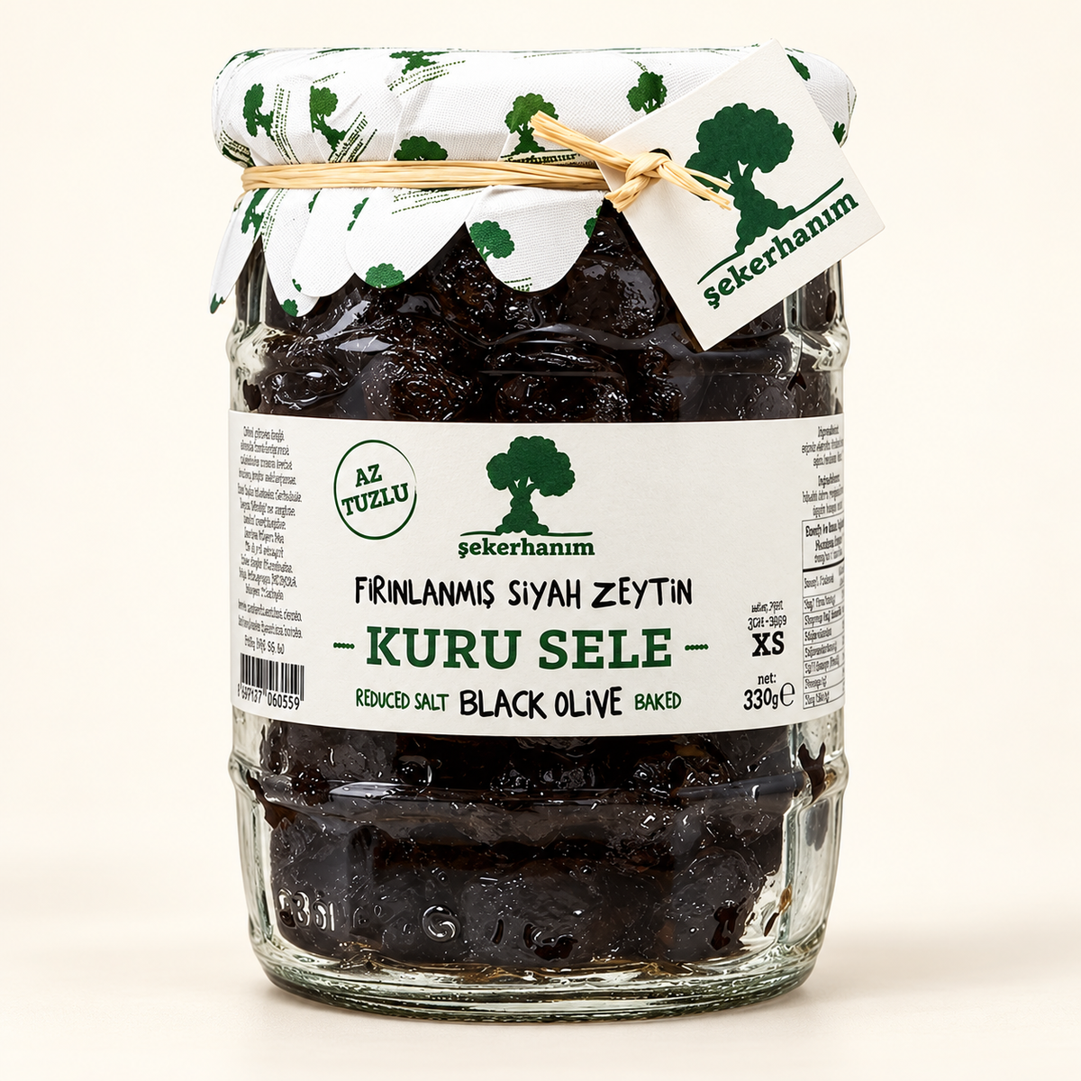 ŞEKERHANIM Az Tuzlu Siyah Zeytin 330 g. – stüdyo çekimi