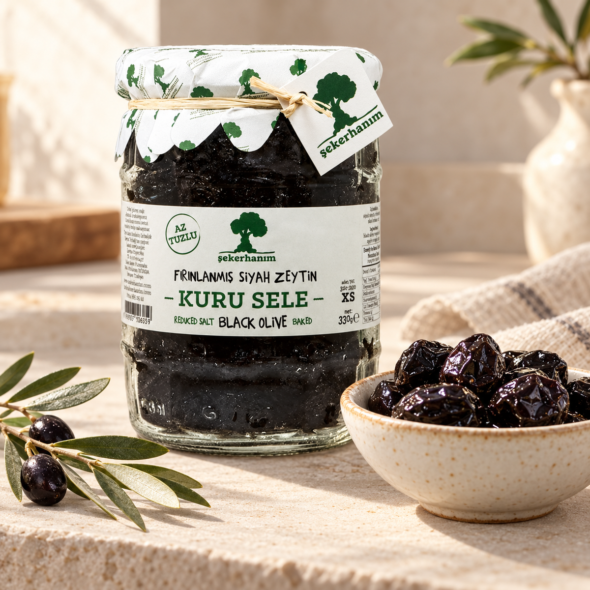 ŞEKERHANIM Az Tuzlu Siyah Zeytin 330 g. – sunum önerisi