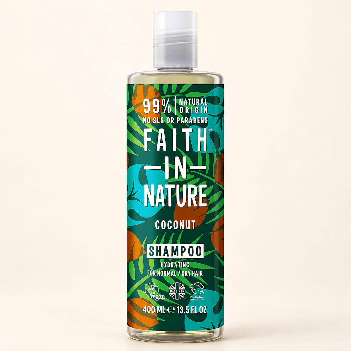 FAITH IN NATURE %99 Doğal İçerikli Nemlendirici Şampuan 400 ml Normal-Kuruya Dönük Saçlar İçin Hindistan Cevizi – stüdyo çekimi