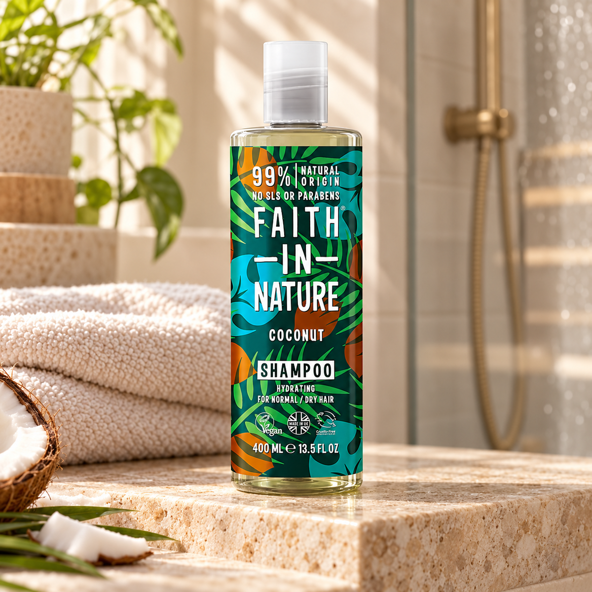 FAITH IN NATURE %99 Doğal İçerikli Nemlendirici Şampuan 400 ml Normal-Kuruya Dönük Saçlar İçin Hindistan Cevizi – kullanım ve sunum önerisi