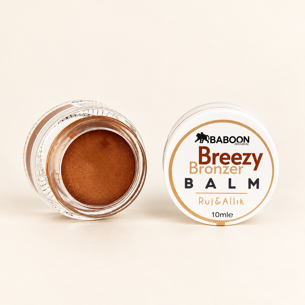 BABOON NATURAL Breezy Bronzer Balm - Ruj & Allık 10 ml – stüdyo çekimi